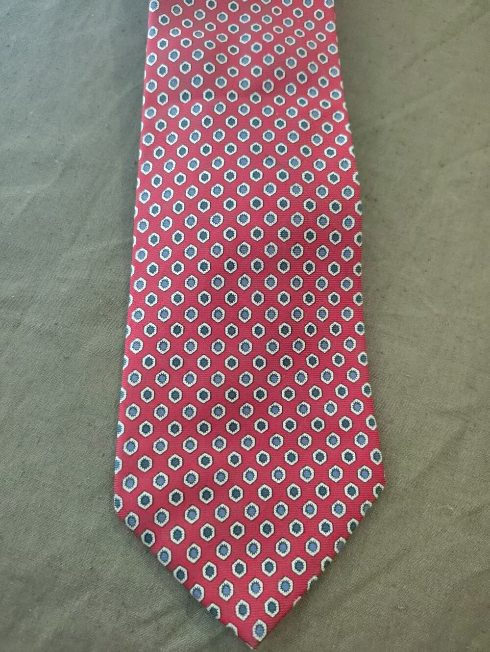 Brooks Brothers Makers Vintage Silk Geometric Pattern Tie - Red - Made in USA